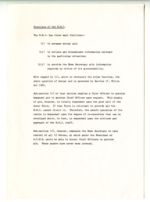 Discussion paper from U DPO/8/1/1 regarding the role of the NRC, 1981
