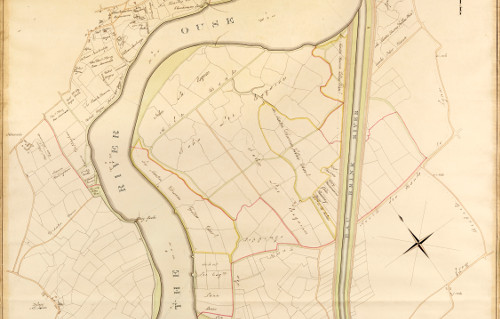 Detail from a Plan of the Eau Brink River and part of the River Ouse with the proposed New Bridge, Public Roads and Drains communicating therewith", 1819. 