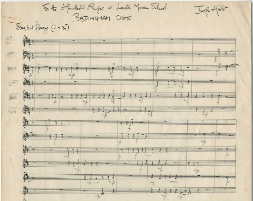 Holst’s music manuscript for Badingham Chime for 12 handbells, 1969 (ref no. HOL/2/1/1/99)
