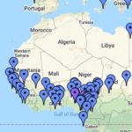 screenshot of map showing endangered languages
