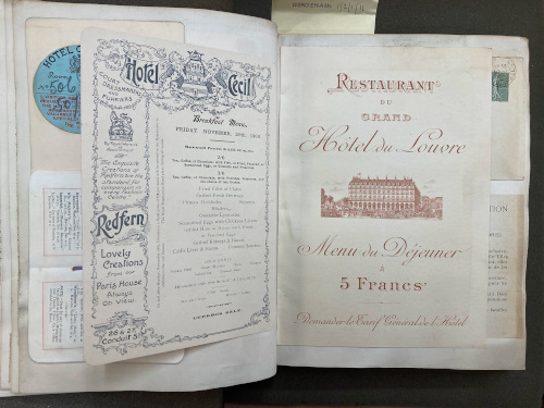 Pages from Volume XI of Heron-Allen’s travel journals, featuring Paris
