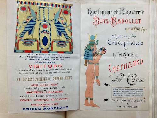 Part of a leaflet for a watchmaker and jewellers in Cairo, pasted into Volume X of Heron-Allen’s travel journals.