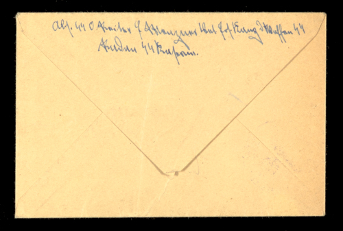 Reverse of envelope, containing letter from Poland (1942), sent by Emmerich Menzner, SS Oberreiter.